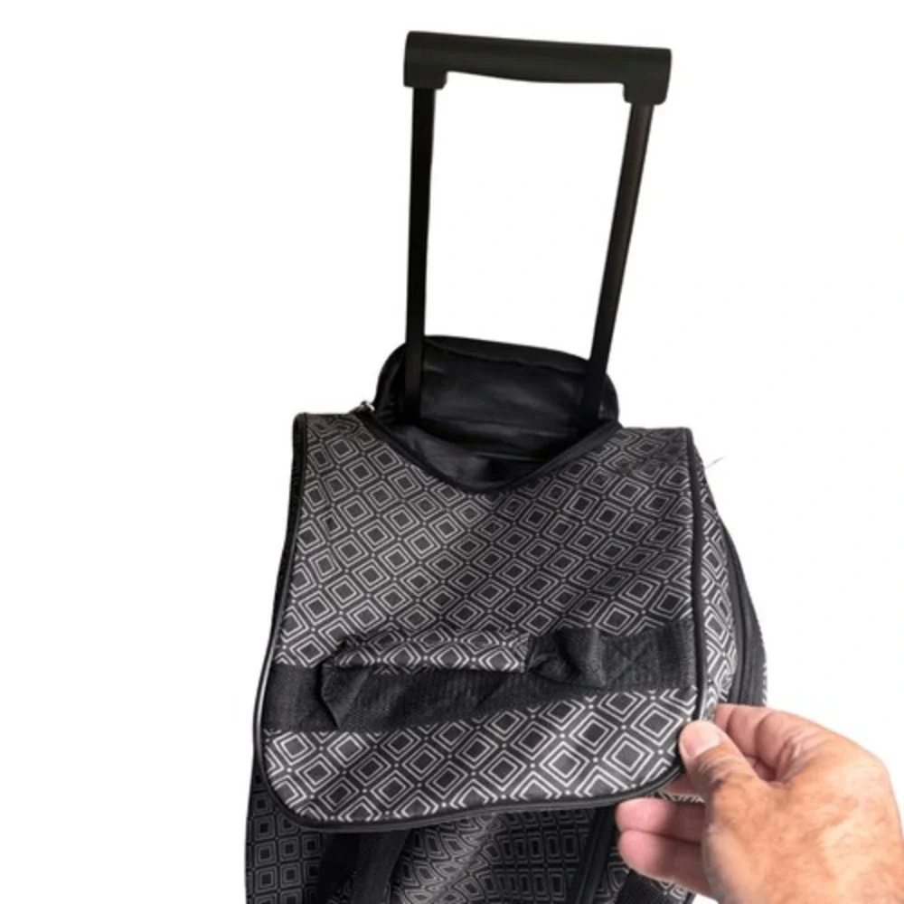 Unisex Geometric Lightweight Travel Luggage Carry On Rolling Bag‎ Black White